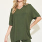 Basic Bae Full Size V-Neck Drop Shoulder Short Sleeve T-Shirt and Shorts Set