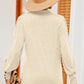 Decorative Button Johnny Collar Lantern Sleeve Blouse