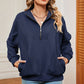 Half Zip Dropped Shoulder Sweatshirt