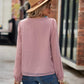 Full Size Swiss Dot V-Neck Long Sleeve Blouse