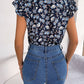 Floral Tie Neck Flutter Sleeve Blouse