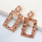 Square Shape Glass Stone Dangle Earrings