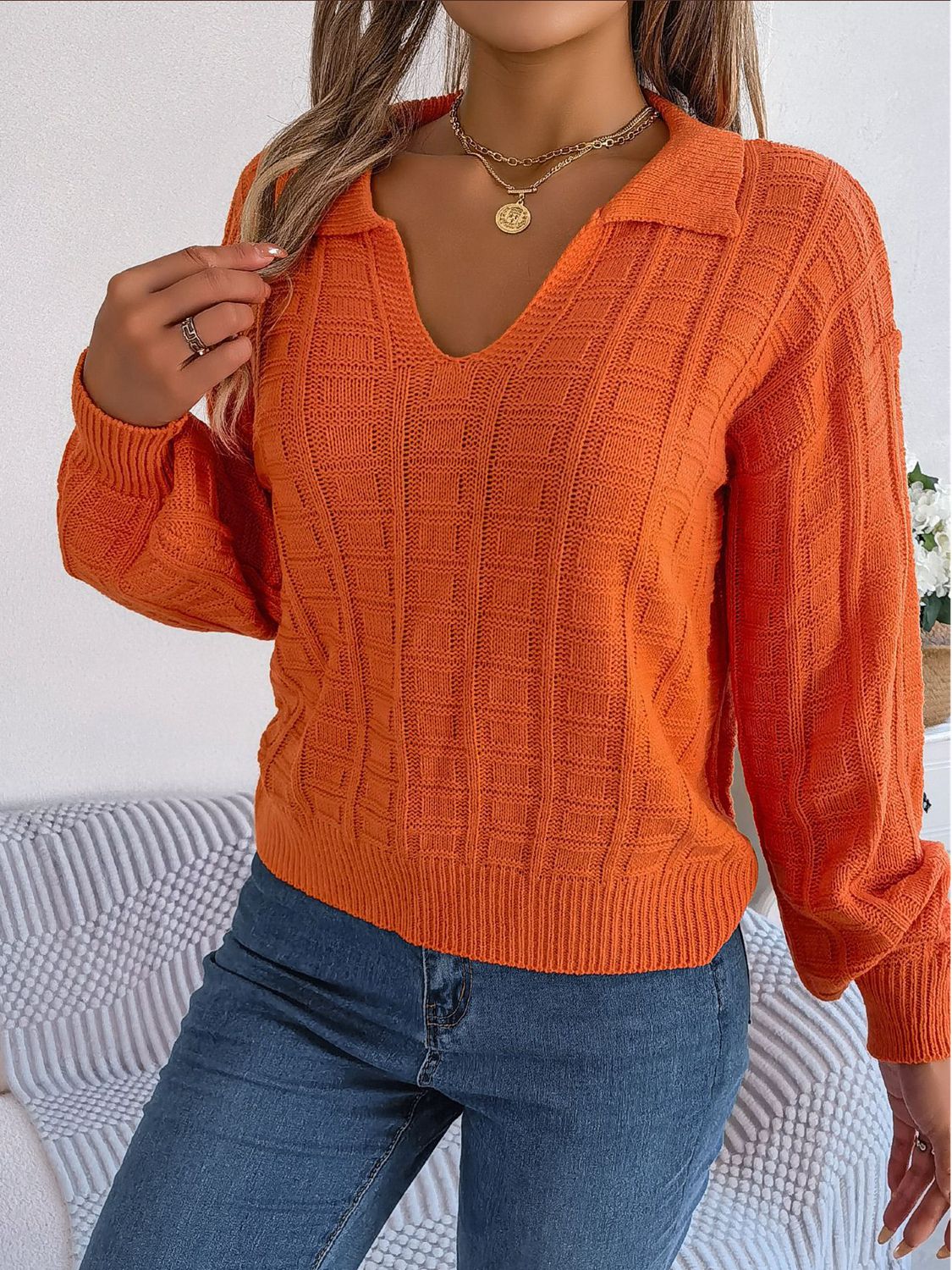 TrendiStyles Johnny Collar Drop Shoulder Sweater 🦋