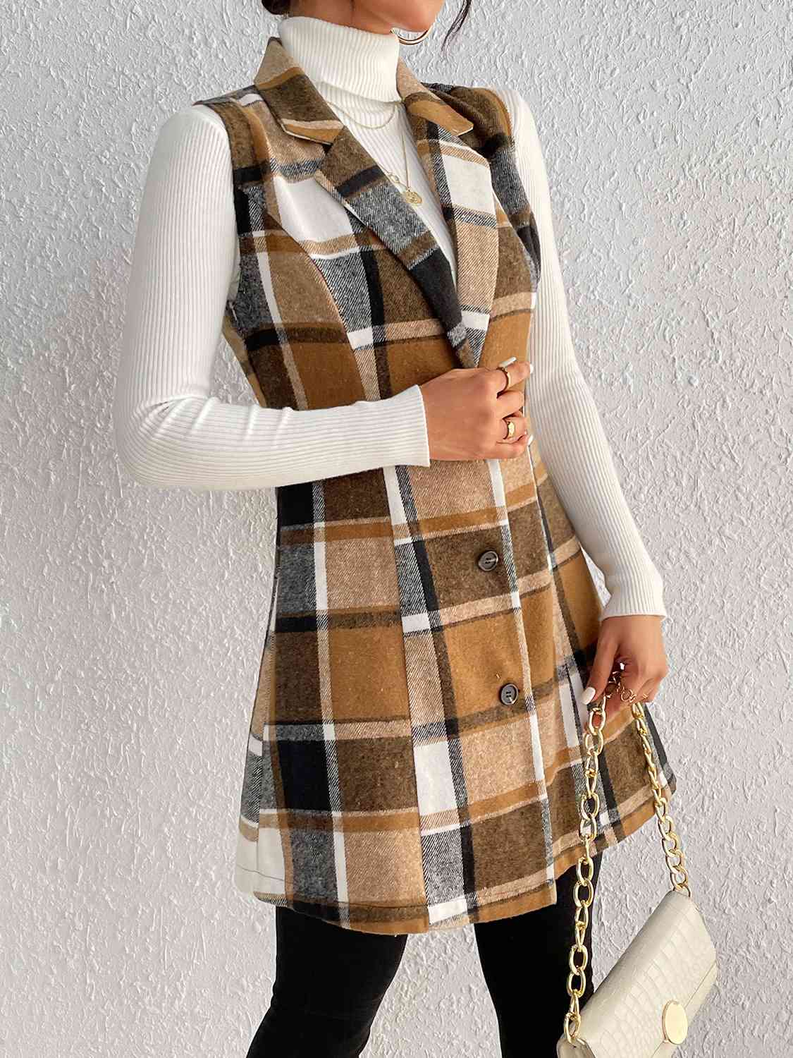 Savannah Mea Plaid Lapel Collar Vest