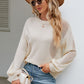 Beauteous Openwork Round Neck Dropped Shoulder Knit Top