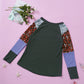 Avery Mixed Print Full Size Sleeve Crewneck Waffle Knit Top