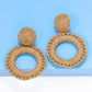 Round Shape Raffia Grass Dangle Earrings