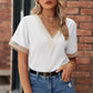 Openwork V-Neck Short Sleeve T-Shirt