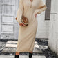 IdeationJovial Notched Neck Dropped Shoulder Button-Down Midi Dress