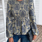Smocked Printed Balloon Sleeve Blouse