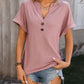 Eyelet Notched Short Sleeve T-Shirt