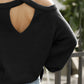 Ribbed Long Sleeve Cold Shoulder Knit Top