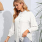 Malibu Dreams Mock Neck Buttoned Long Sleeve Shirt