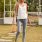Decorative Button V-Neck Spaghetti Strap Cami
