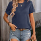 Heathered Round Neck Short Sleeve T-Shirt