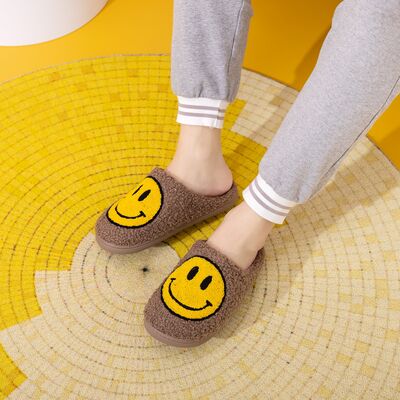 Melody Smiley Face Khaki Yellow Slippers