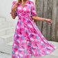 Larissa Bea Smocked Printed V-Neck Short Sleeve Dress