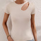 Cutout Round Neck Short Sleeve Knit Top