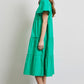 HEYSON Full Size Cotton Poplin Ruffled Tiered Midi Dress