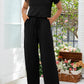 Women's Full Size Round Neck Open Back Jumpsuit with Pockets