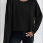 Laken Jay Ribbed Round Neck Drop Shoulder Long Sleeve Top