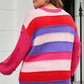 Plus Size Color Block Pom-Pom Trim Sweater