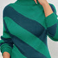 Striped Turtleneck Dropped Shoulder Sweater