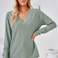 Full Size V-Neck Long Sleeve Blouse