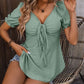 Ruched V-Neck Flounce Sleeve Blouse