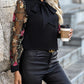 Printed Tie Neck Long Sleeve Blouse