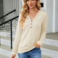 Full Size Cable-Knit Long Sleeve V-Neck T-Shirt
