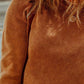 Plus Size Caramel Brown Waffle-Knit Round Neck Long Sleeve Blouse