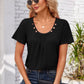 Decorative Button Scoop Neck T-Shirt