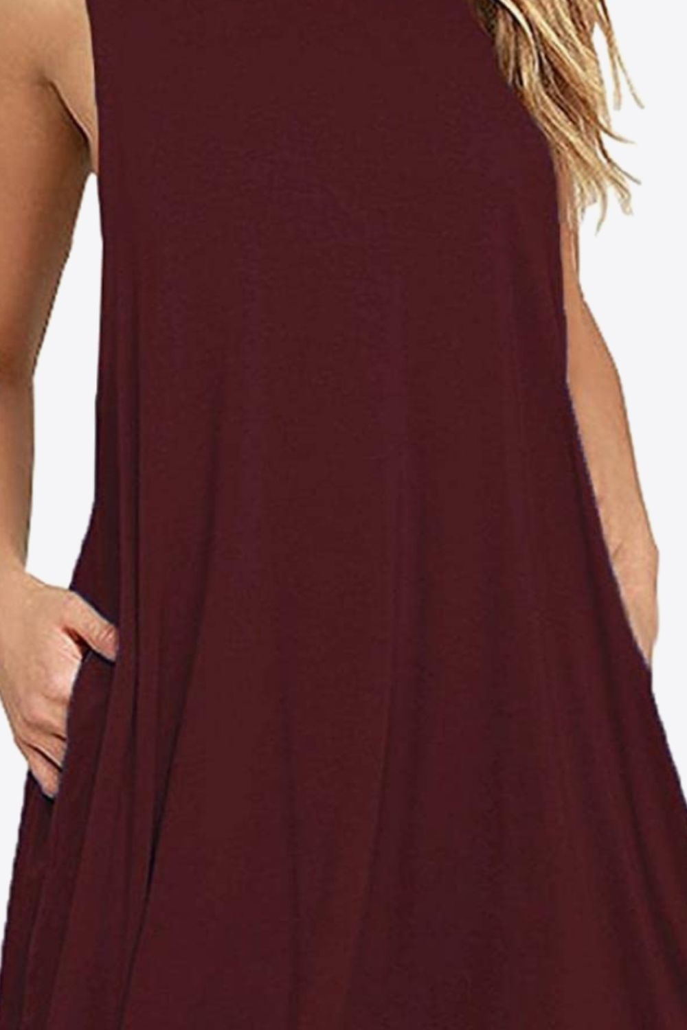 Women's Full Size Round Neck Sleeveless Dress with Pockets