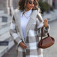 Charcoal Plaid Open Front Hooded Coat