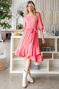 Reborn J Tie Front Ruffle Hem Dress *