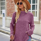 Laken Jay Ribbed Turtleneck Long Sleeve Slit Knit Top