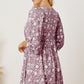 Women's DentaCosmo Floral Tie Neck Ruched Babydoll Dress