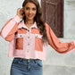 Color Block Crop Jacket with Pockets