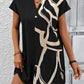 Printed Notched Short Sleeve Dress