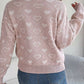 Heart Pattern V-Neck Long Sleeve Sweater