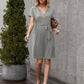 Tied Notched Short Sleeve Dress