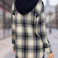 Jaylynn Plaid Drawstring Long Sleeve Slit Hoodie