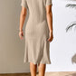 Full Size Ribbed Asymmetrical Neck Short Sleeve Dress
