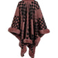 Savannah Jay One Size Checkered Faux Fur Trim Poncho