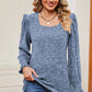 Square Neck Flounce Sleeve T-Shirt