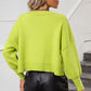Round Neck Dropped Shoulder Pullover Sweater