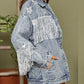 Fringe Detail Long Sleeve Denim Jacket