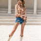 Full Size Floral V-Neck Spliced Lace Blouse