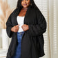 HEYSON Full Size Open Front Black Cardigan with Scarf Design